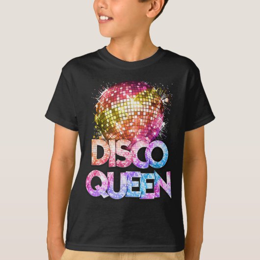 Disco Queen - 70's Discoをテーマにしたヴィンテージ70年代 Tシャツ (正面)