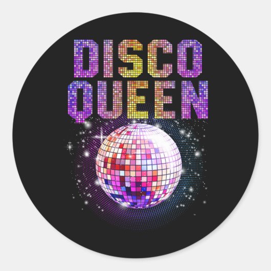 Disco Queen Art For Women Girlsファンク音楽Disco D ラウンドシール (正面)