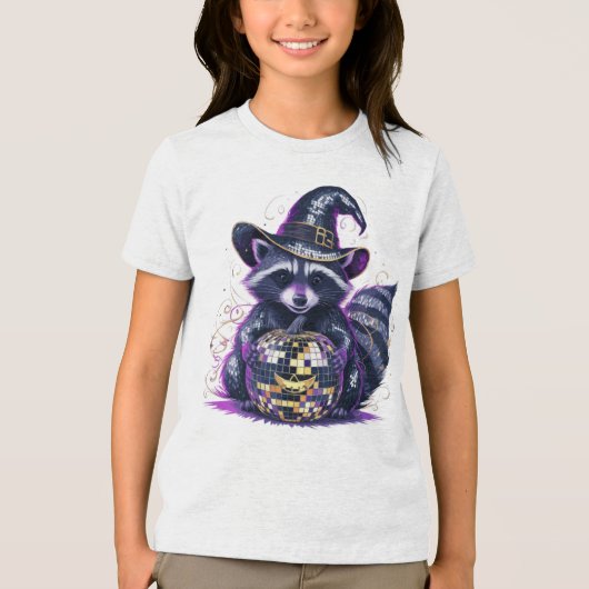 Disco Raccoon Halloween Tシャツ – 鮮やか Witch Ha (正面)