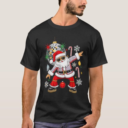 Disco Santa Christmas MusicレトロGroovy 70s 80s H Tシャツ (正面)