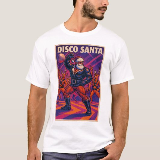 Disco Santa Gay T-Shirt | Gay Pride for Men | LGBT Tシャツ (正面)