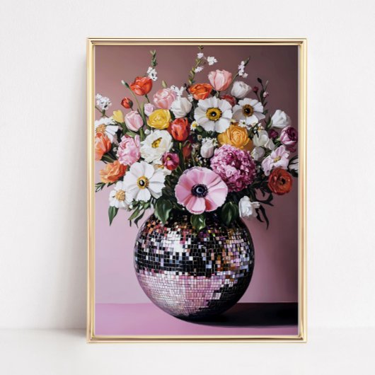 Disco Vase with Flowers ポスター