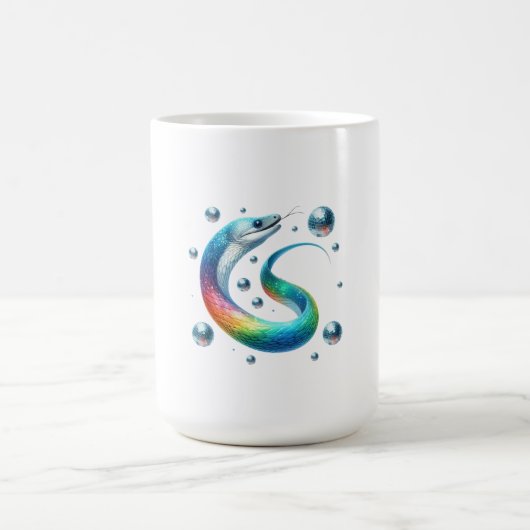 Disco Wave Eel – Rainbow Watercolor Dance Spiral コーヒーマグカップ (中央)