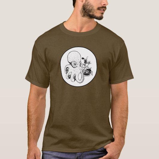 Disconnected - Octopus on the Phone Tシャツ (正面)
