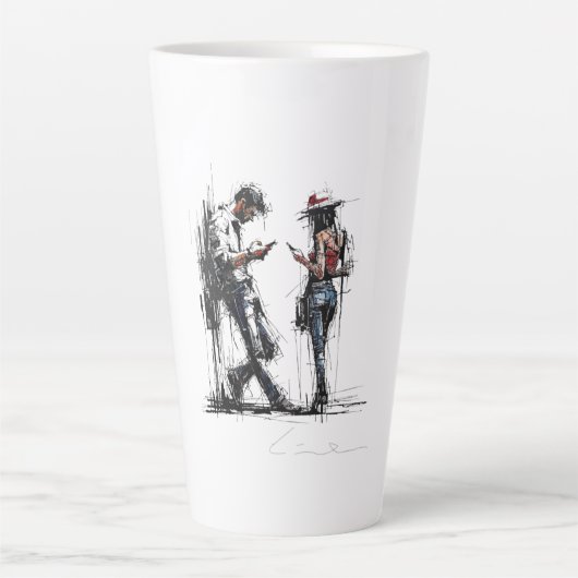 Disconnected Parallel Screens Silent Conversation  カフェラテマグ (正面)