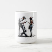 Disconnected Parallel Screens Silent Conversation コーヒーマグカップ (中央)