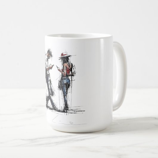 Disconnected Parallel Screens Silent Conversation コーヒーマグカップ (正面右)