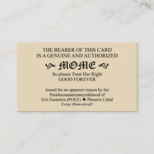 Discordian Momeカード(法皇のCard女性版) 名刺