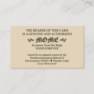 Discordian Momeカード(法皇のCard女性版) 名刺