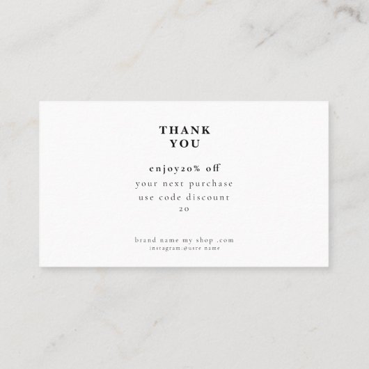Discount Code Thank You Card Small Business 名刺 (裏面)