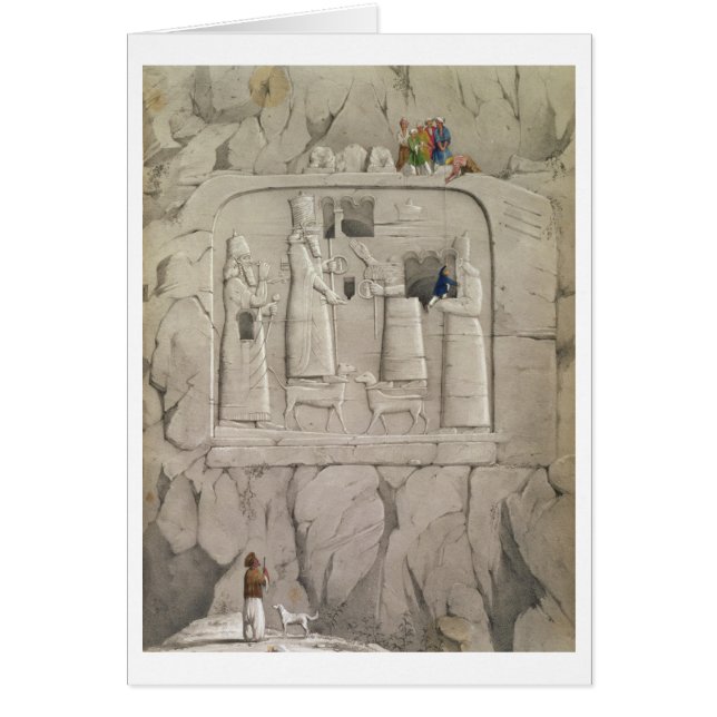 「Discovからのアッシリアの石の彫刻を、検査します (正面)