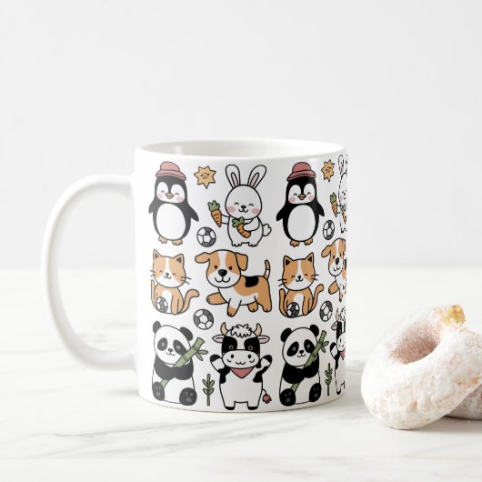 **Discover Our Coffee Mug with Smiling Animals!** コーヒーマグカップ (ドーナツ)