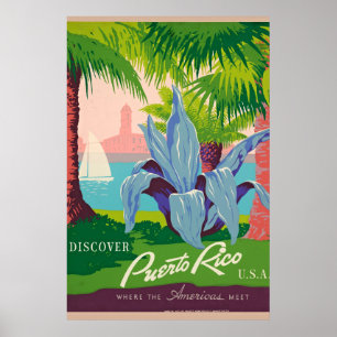 Discover Puerto Rico Vintage Travel Art ポスター