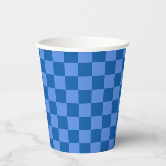 Discover the Allure of Blue Checkerboard Pattern 紙コップ (正面)