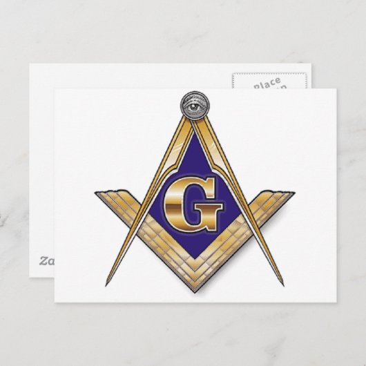 Discreet Blue Square & Compasses ポストカード (正面/裏面)