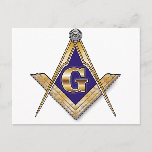 Discreet Blue Square & Compasses ポストカード (正面)