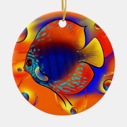 Discuremia V1 -抽象的なデジタルアートワーク セラミックオーナメント (正面)