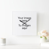 Diseña reloj de pared en blanco con tu foto スクエア壁時計 (ホーム)
