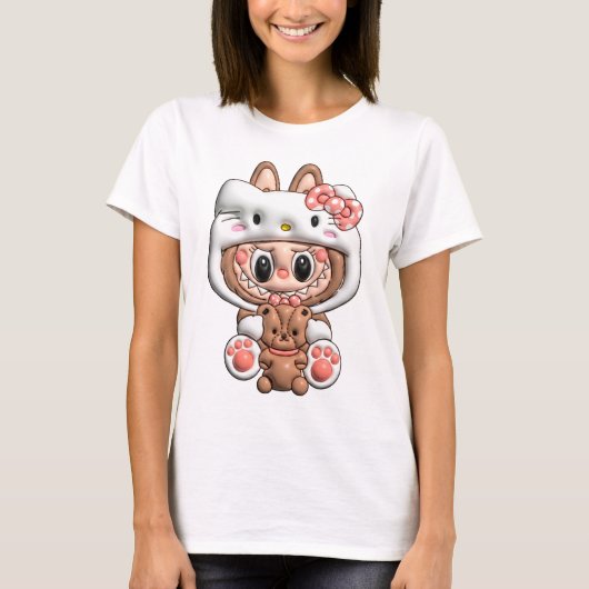 Diseño 3D Labubu con Hello Kitty Tシャツ (正面)