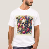 Diseño de Calaveras, Flores y Espadas  Tシャツ (正面)