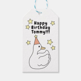 Diseño de feliz cumpleaños con pato tierno ギフトタグ