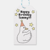 Diseño de feliz cumpleaños con pato tierno ギフトタグ (裏面)