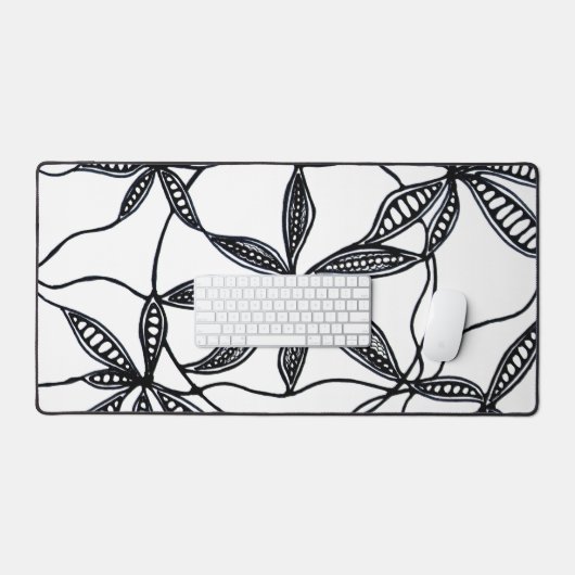 Diseño de flores abstractas en blanco y negro デスクマット (キーボード&マウス)