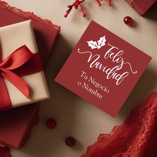 Diseño de Tipografía Feliz Navidad y Acebo ラバースタンプ