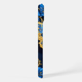 Diseño Elegante de Mariposa Dorada y Azul iPhoneケース (右側面)