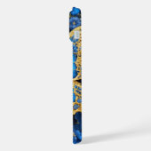 Diseño Elegante de Mariposa Dorada y Azul iPhoneケース (左側面)
