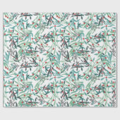 diseño floral con hojas y frutos de acebo ラッピングペーパー (フラット)