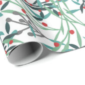 diseño floral con hojas y frutos de acebo ラッピングペーパー (ロールコーナー)