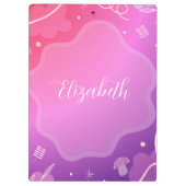 Diseño Kawaii Rosa y Morado con Nombre Personaliza クリップボード (裏面)