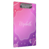 Diseño Kawaii Rosa y Morado con Nombre Personaliza クリップボード (右)