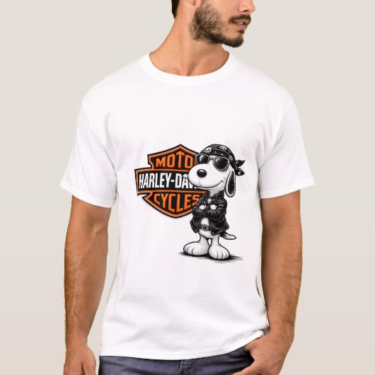 Diseño Moto harley Snoopy Tシャツ (正面)