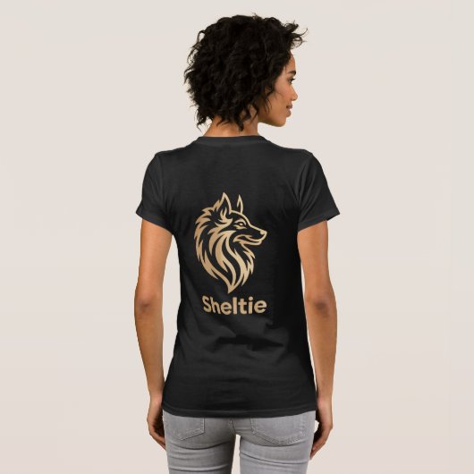 Diseño Premium de Sheltie en Dorado Tシャツ (裏面フル)