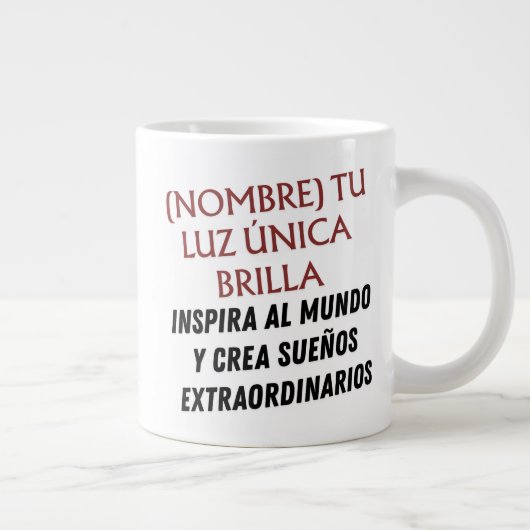 DISEÑO REGALO PERSONALIZADO (NOMBRE)ENERGÍAINSPIRA ジャンボコーヒーマグカップ (右)
