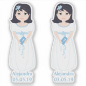 Diseño Romántico Comunión Niña con Orla Floral シール (正面)