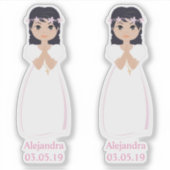 Diseño Romántico Comunión Niña con Orla Rosa シール (正面)