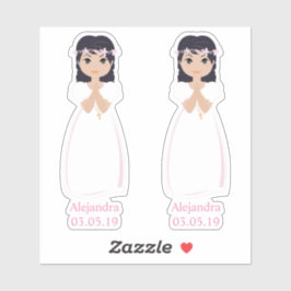 Diseño Romántico Comunión Niña con Orla Rosa シール