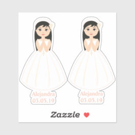 Diseño Romántico Comunión Niña Morena シール