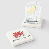 Disgled Mamgu: 祖母のCuppa南ウェールズのコースター ストーンコースター (横)