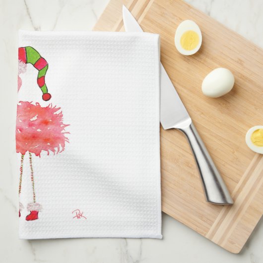 dish towel with flamingo キッチンタオル (四つ折り)