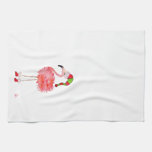 dish towel with flamingo キッチンタオル (横)