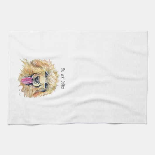 Dishtowel for kitchen with Golden/Doodle/Retriever キッチンタオル (横)