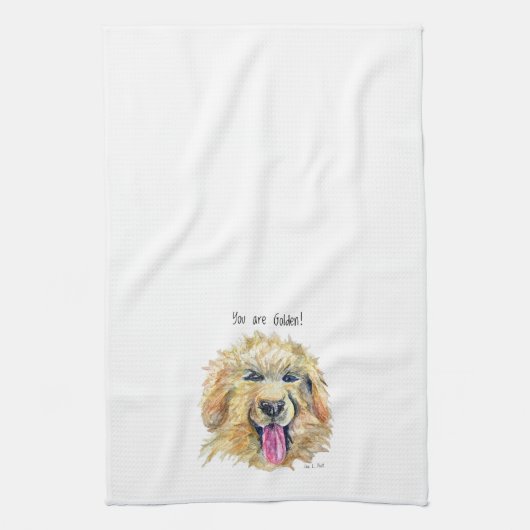Dishtowel for kitchen with Golden/Doodle/Retriever キッチンタオル (縦)