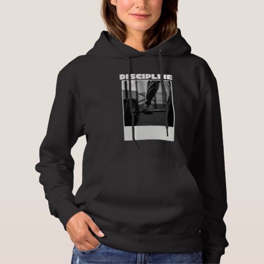 Disicpline Hoodie - ミニマルなモチベーション ストリート パーカ (正面)