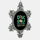 Disk Golfで幸せ スノーフレークピューターオーナメント (左)