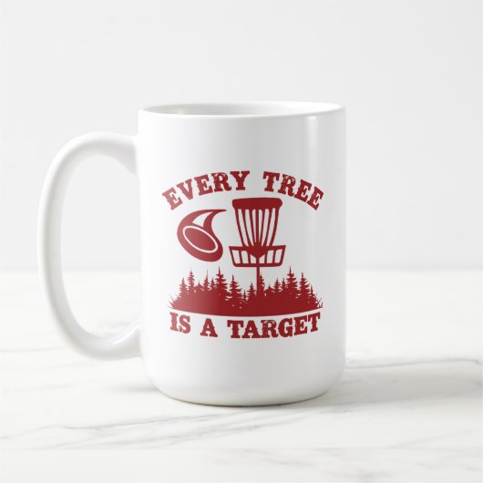 Disk Golf おもしろい Every Tree is Target コーヒーマグカップ (左)