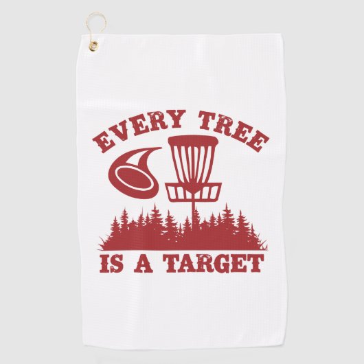 Disk Golf おもしろい Every Tree is Target ゴルフタオル (正面)